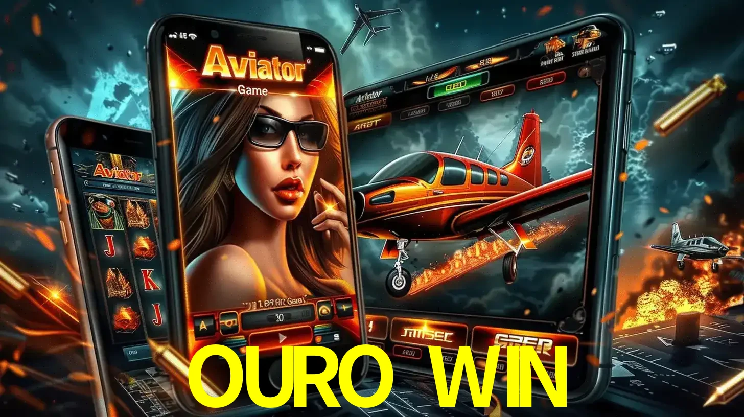 O popular jogo de apostas Aviator exibido em vários celulares e tablets, mostrando a interface emocionante e a ação de voo disponíveis para jogar agora no OURO WIN.