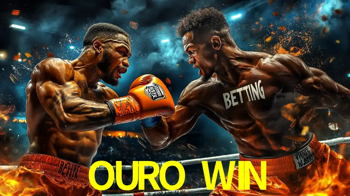 Dois boxeadores em uma luta intensa e explosiva, representando a adrenalina e as oportunidades de apostas em esportes de combate disponíveis na plataforma OURO WIN.
